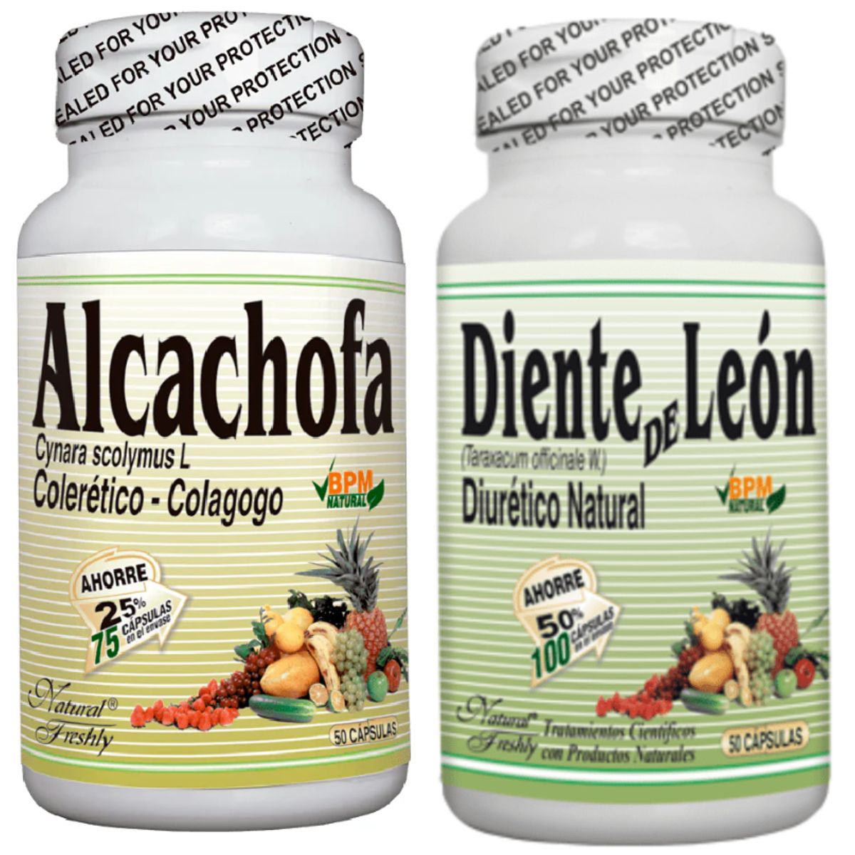 NATURAL FRESHLY - SUPLEMENTO ALIMENTICIO DIENTE DE LEON X 75U + ALCACHOFA X 75U  COMBO