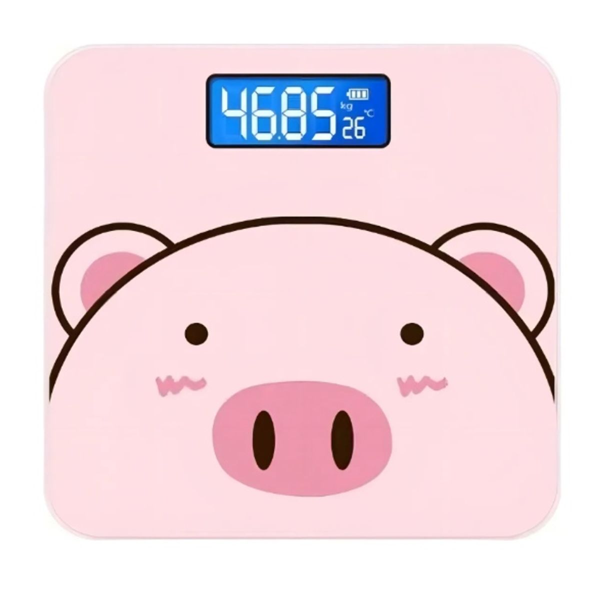 AMERICAN GENERICS - Báscula Digital Recargable Cerdito 180kg Vidrio LED