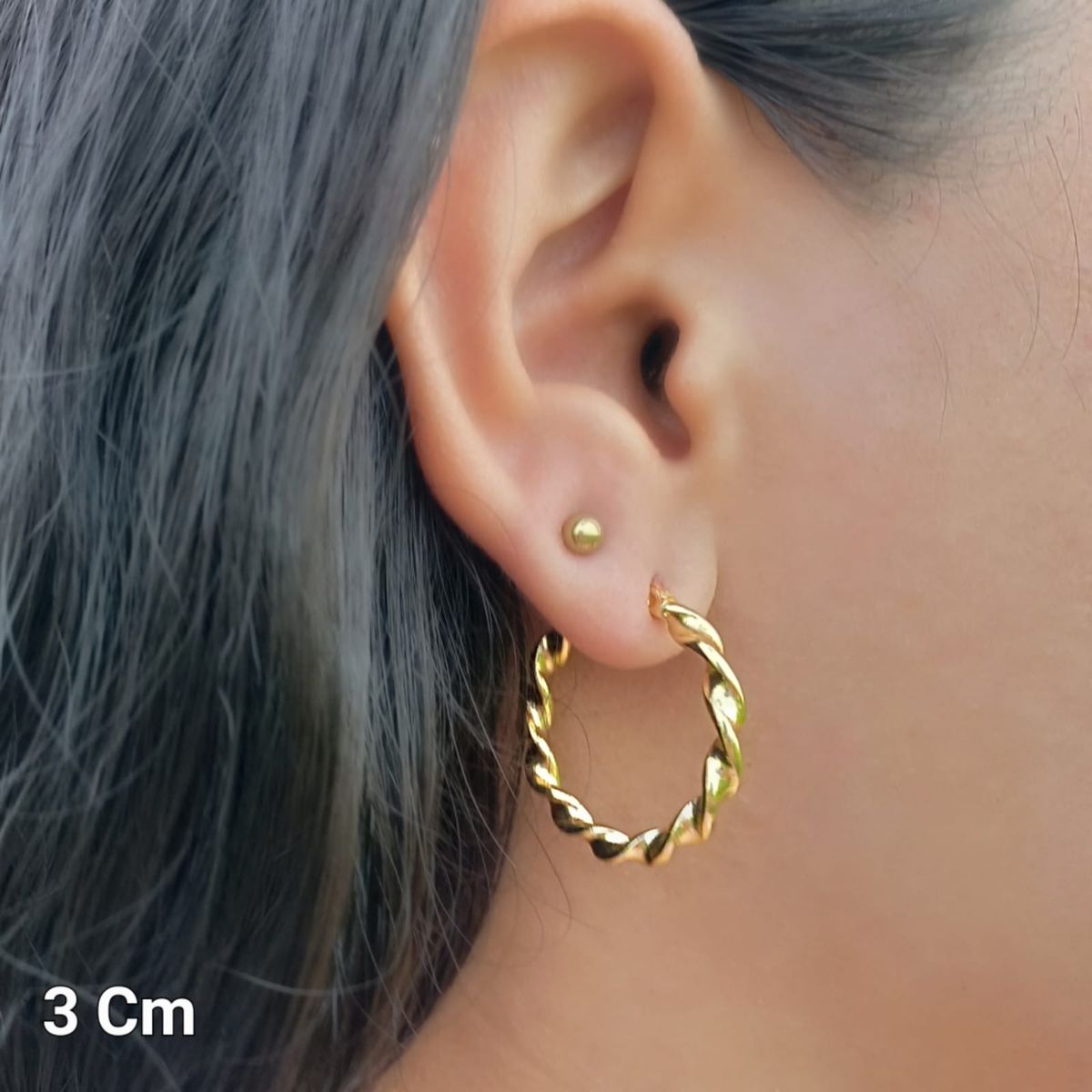 STAINLESS STEEL - Aretes Candongas Trenzadas 3 cm En Acero Inoxidable Elegante