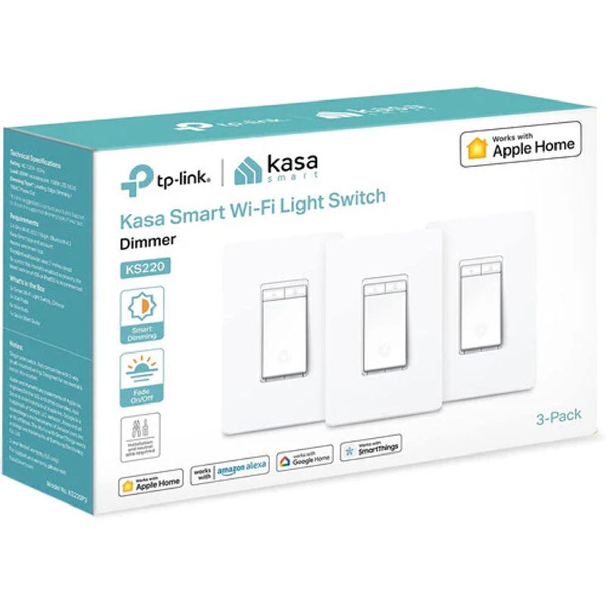 TP LINK - TP-Link KS220 Kasa Interruptor Regulador Wi-Fi 6-Pack 2.4 GHz Compatible Alexa Google Home