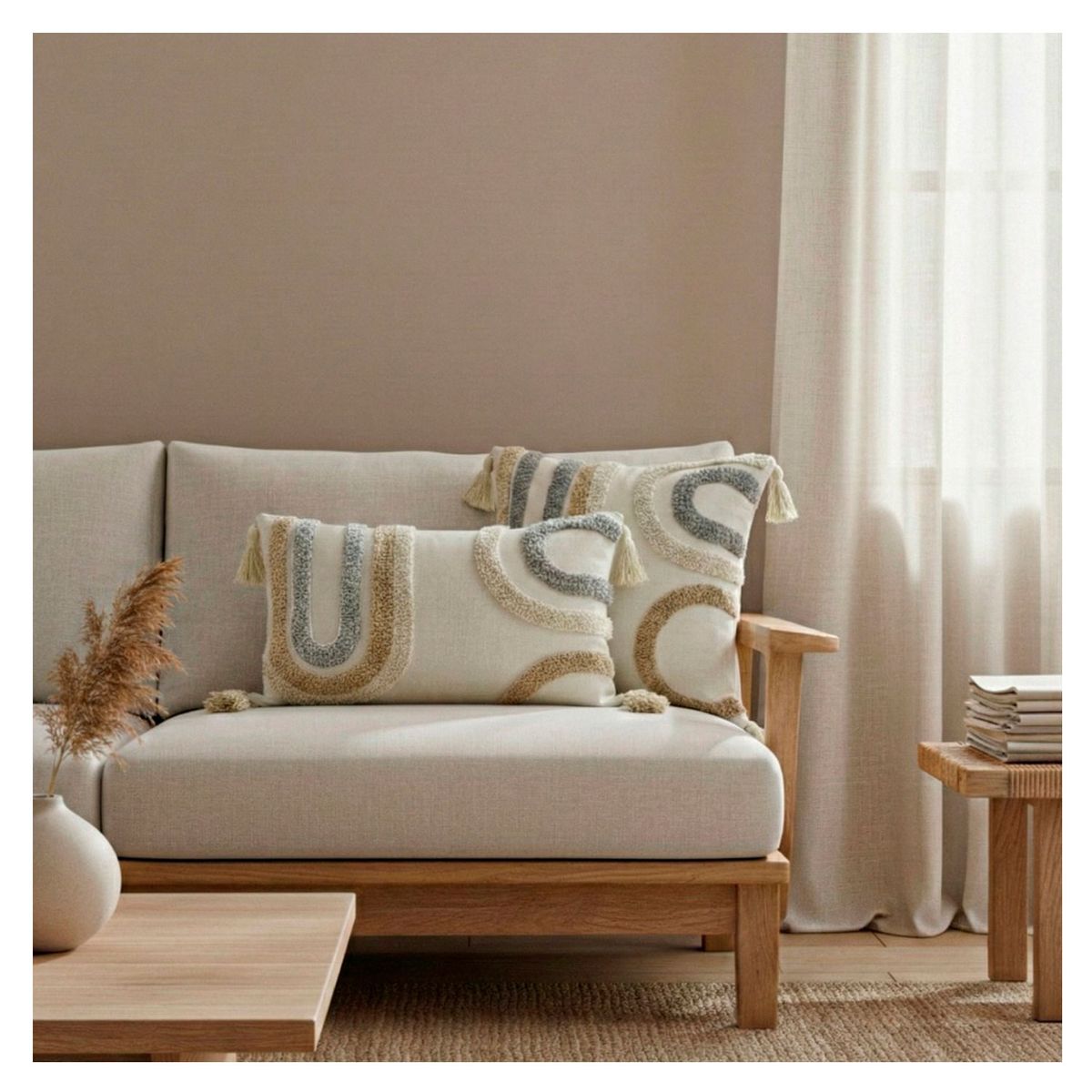HOMETEX - COMBO COJIN + RIÑONERA KALA GRIS