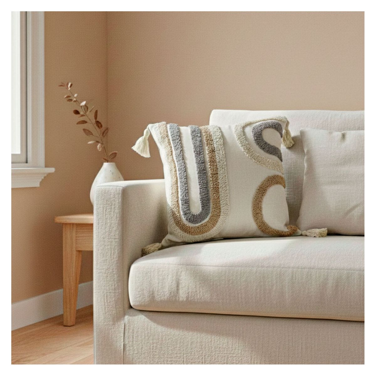 HOMETEX - COMBO COJIN + RIÑONERA KALA GRIS