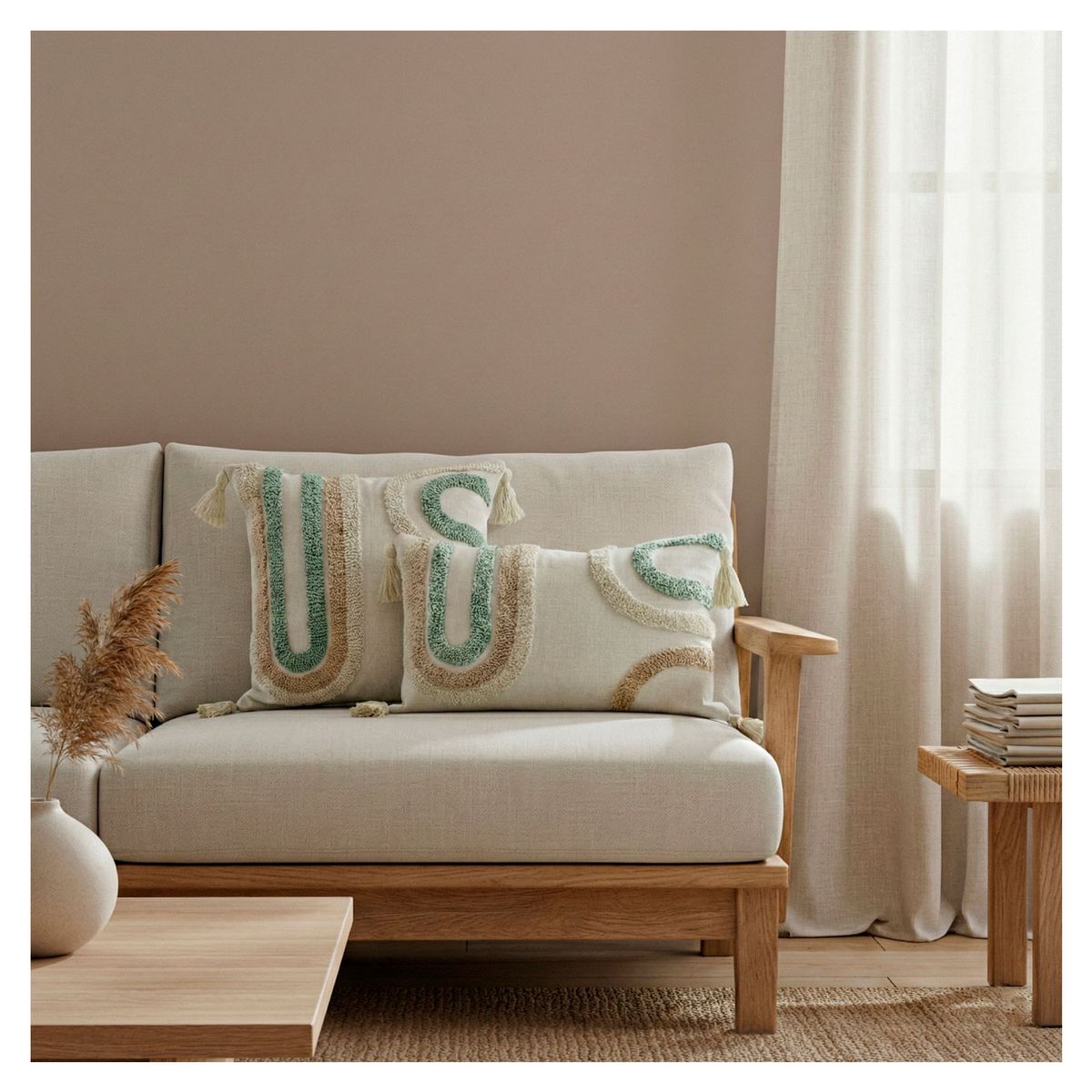 HOMETEX - COMBO COJIN + RIÑONERA KALA VERDE