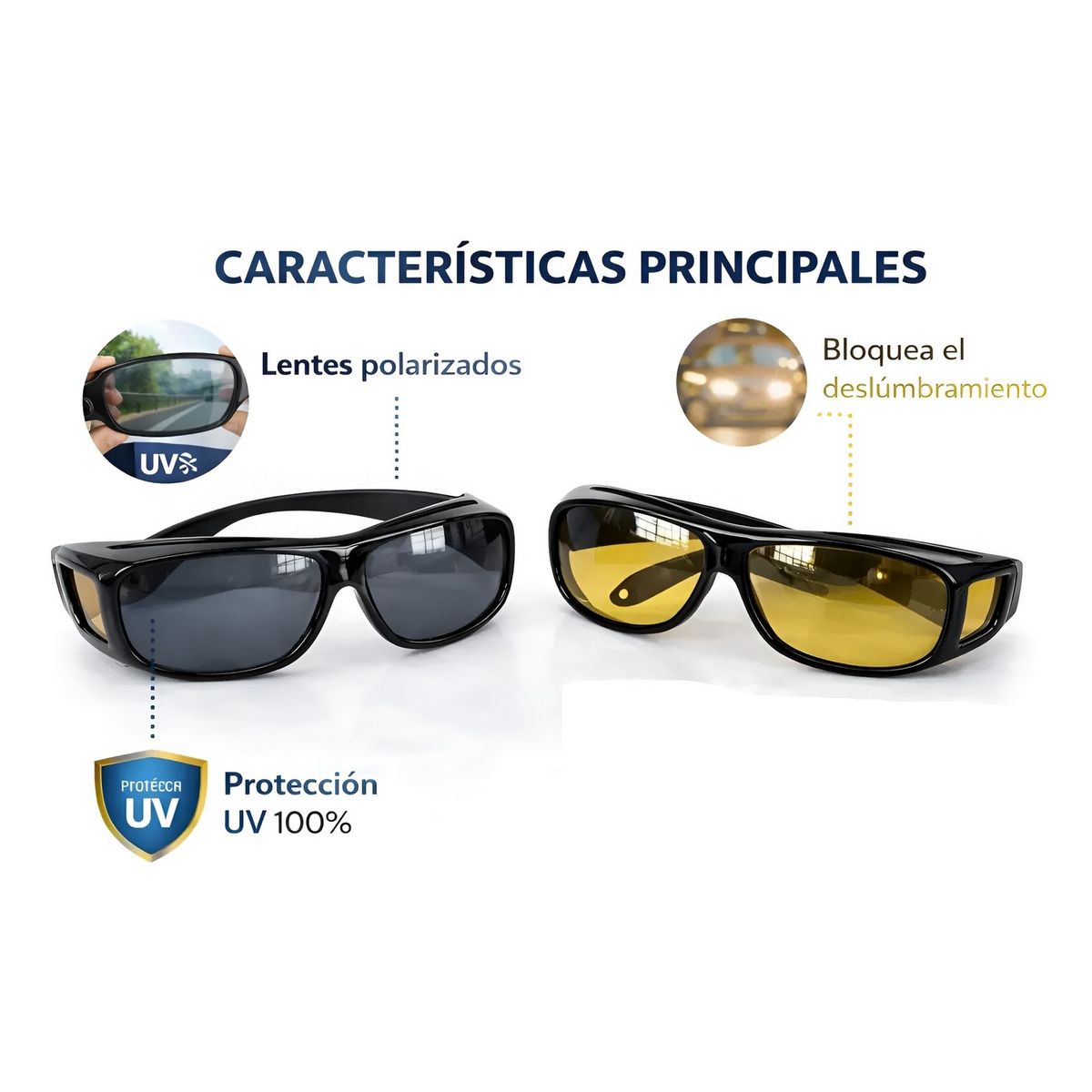GENERICO - Gafas Hd Vision Dia Y Noche Polarizadas Conduccion Kit X2