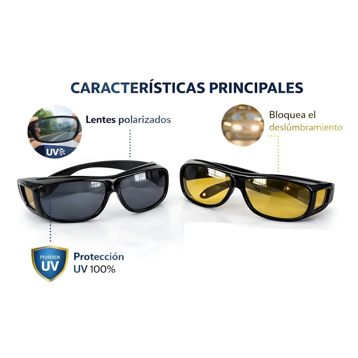 GENERICO - Gafas Hd Vision Dia Y Noche Polarizadas Conduccion Kit X2