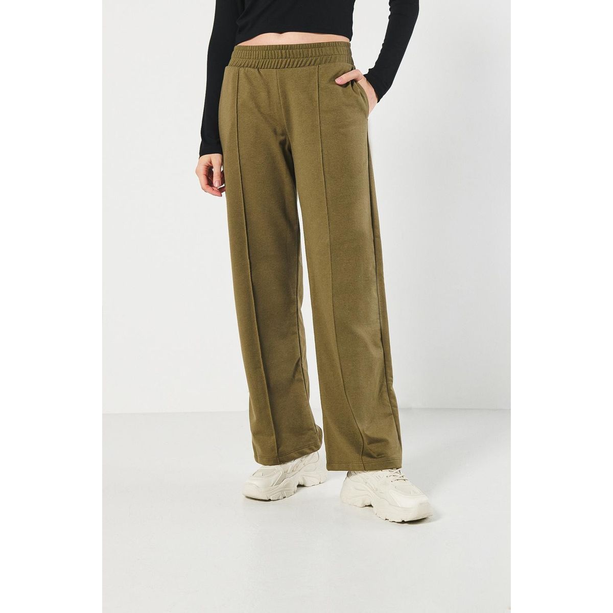 KOAJ - KOAJ Pantalón jogger unicolor con bota recta y vena centrada Mujer