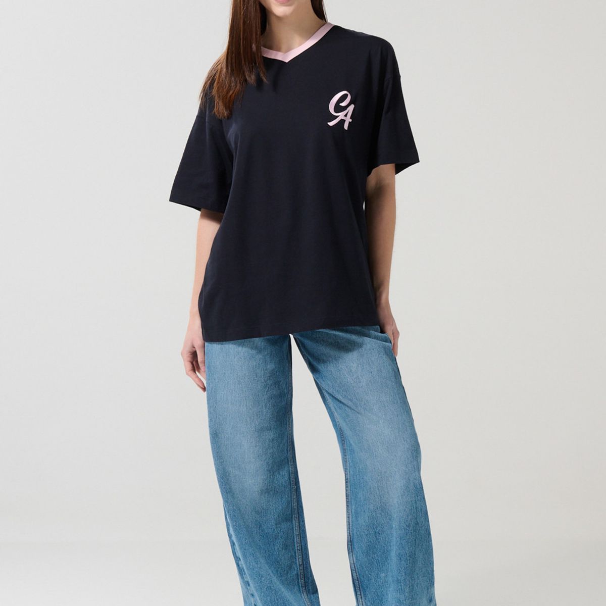 KOAJ - KOAJ Camiseta femenina fit super oversize manga corta cuello Mujer