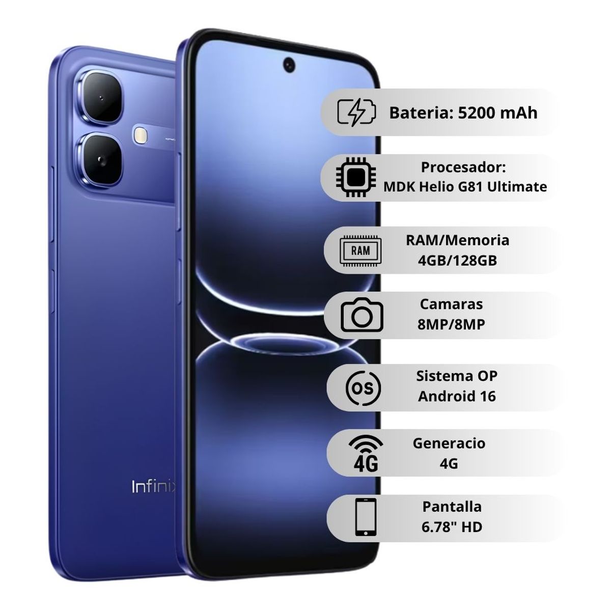 INFINIX - Celular INFINIX Smart 20 4G 128GB/4GB RAM - Azul