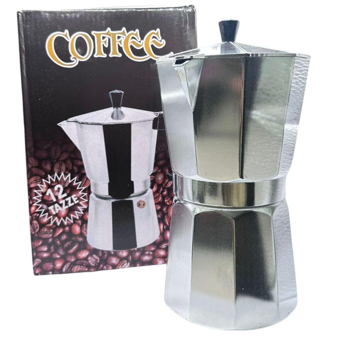MAZUGI - Cafetera Italiana de Aluminio 12 Tazas Ideal para el Hogar