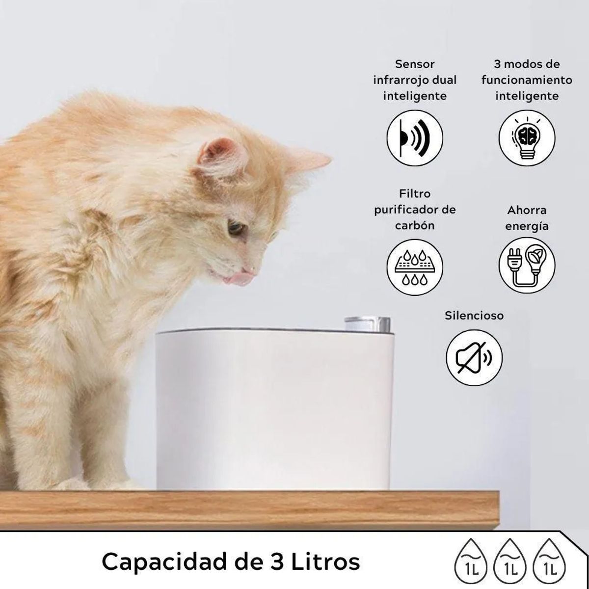FINLANDEK - Bebedero Fuente de Agua Automático Infrarrojo para Mascotas