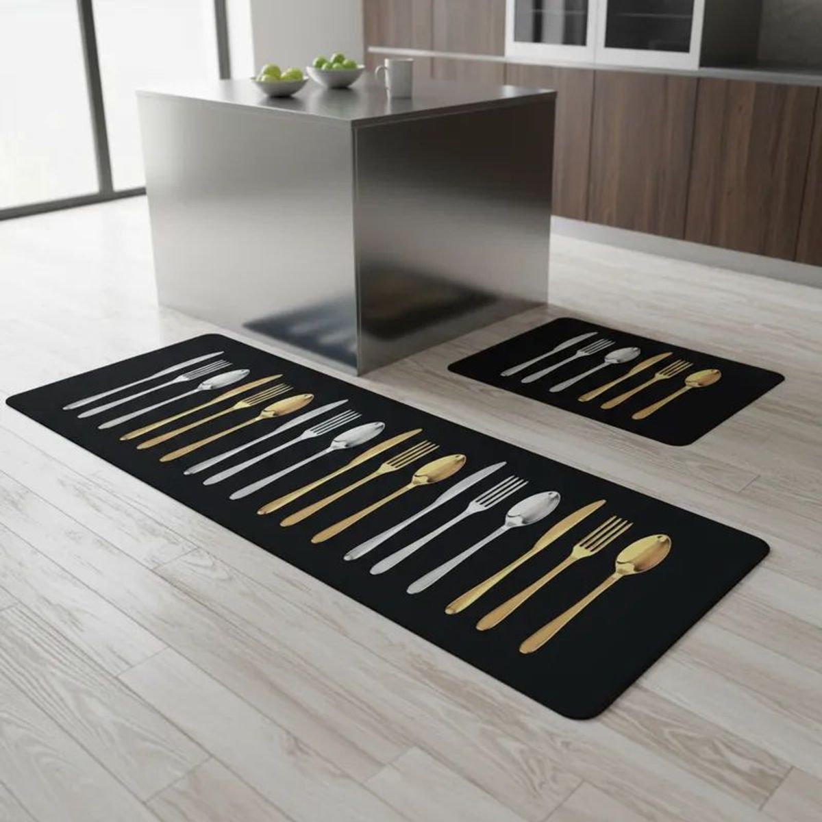 GENERICO - Tapetes Cocina Absorbentes Antideslizantes Set X 2 Lavable Negro