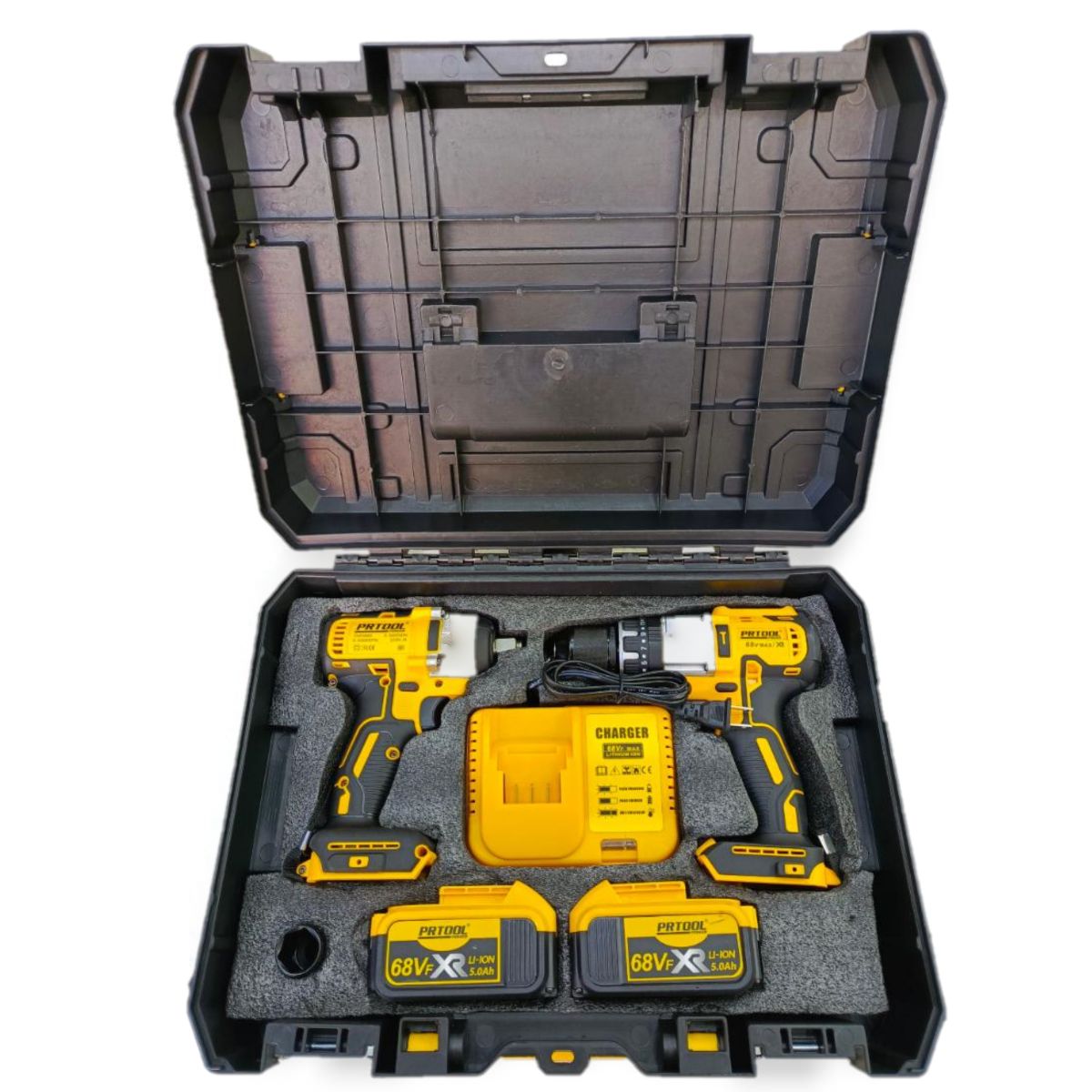 GENERICO - COMBO TALADRO PERCUTOR Y PISTOLA DE IMPACTO PROTOOL TAPI68D 68V AMARILLO