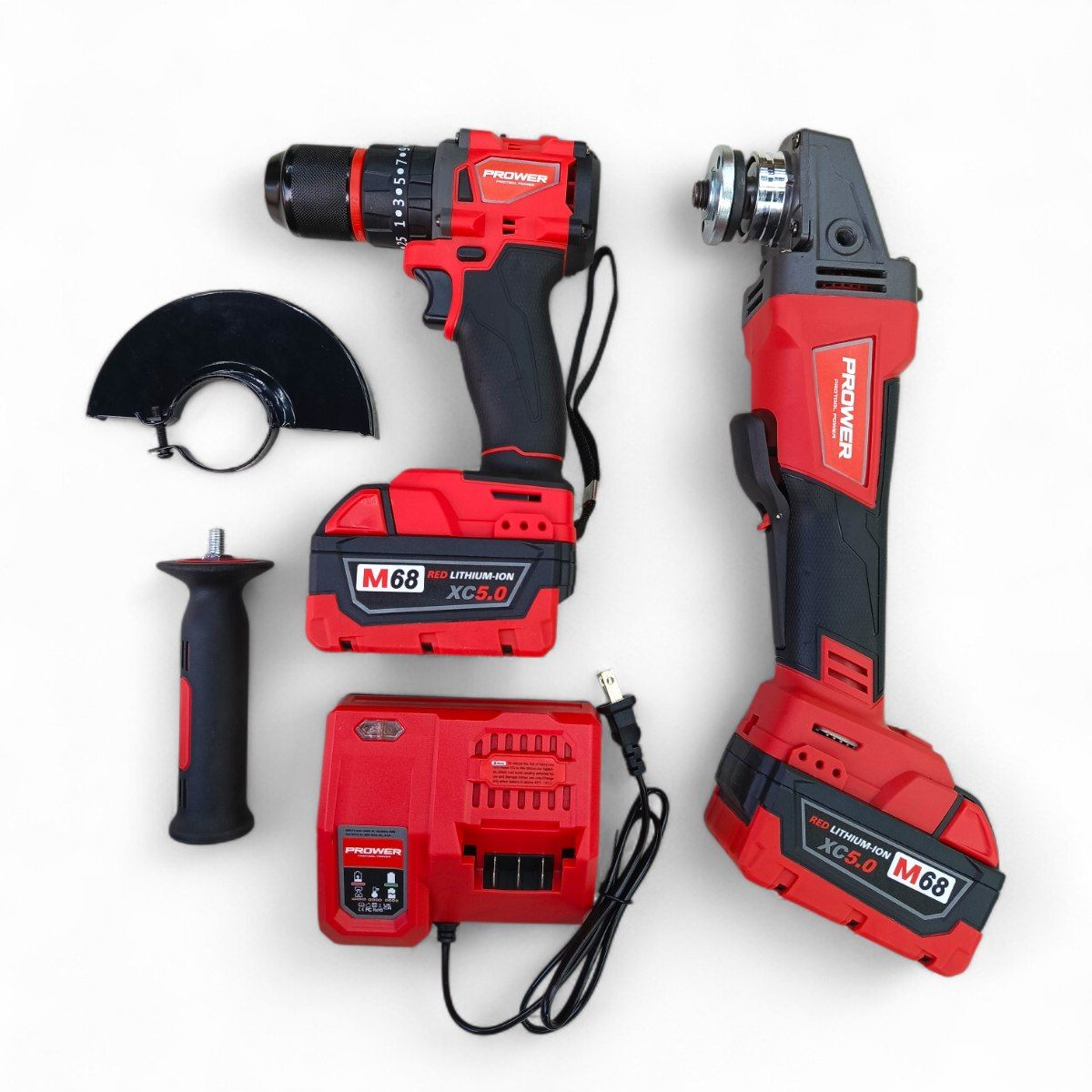GENERICO - COMBO TALADRO PERCUTOR Y PULIDORA PROTOOL PROWER TAPU68R 68V ROJO