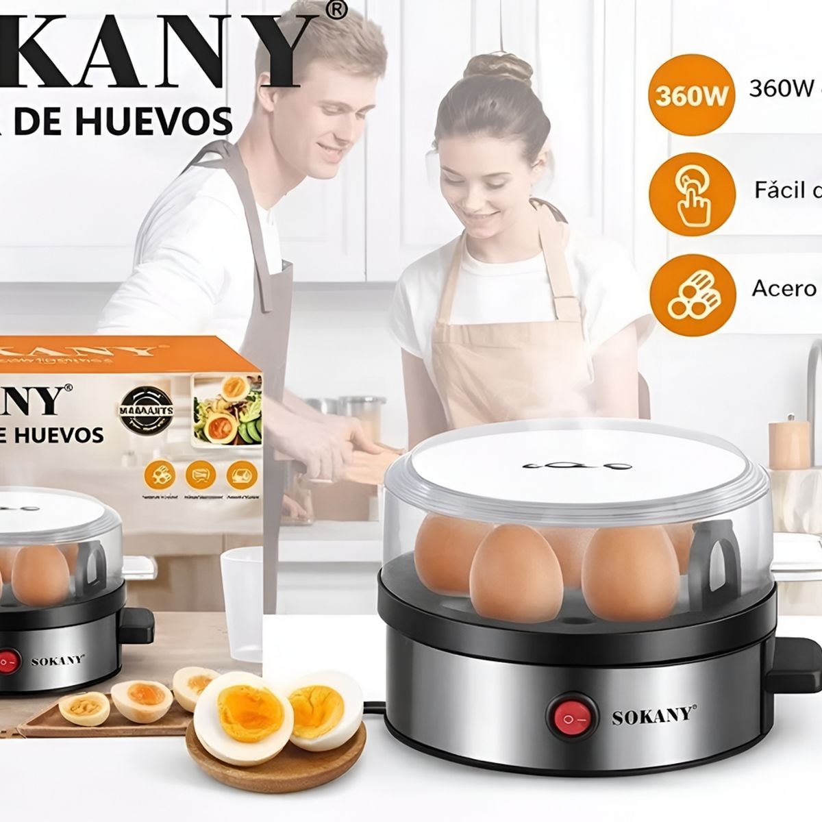 GENERICO - Cocinador De Huevos Eléctrico Acero Inoxidable 7 Huevos 360w