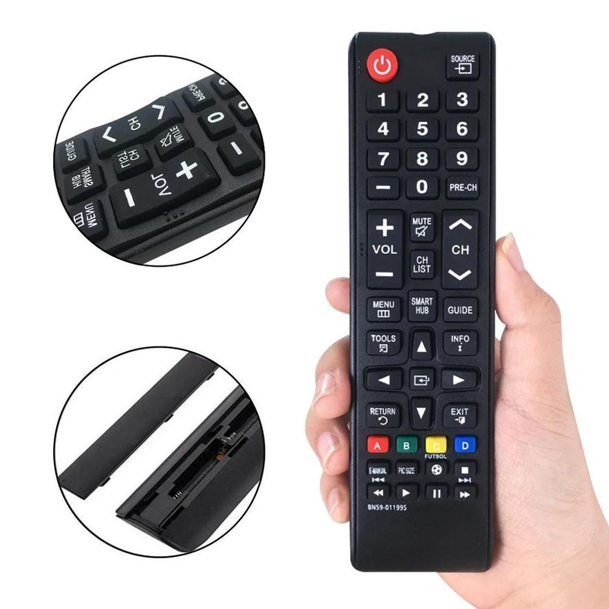 GENERICO - CONTROL REMOTO UNIVERSAL PARA TV SAMSUNG MODELO BN59-01199S, REPUESTO