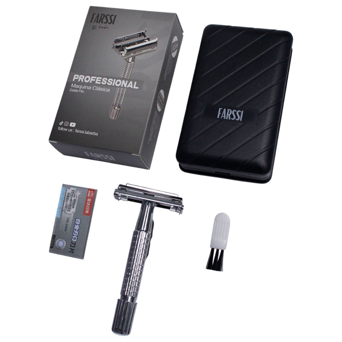 FARSSI LA BARBA - Maquina De Afeitar Clásica Tradicional + Cuchilla Shaver NEGRA