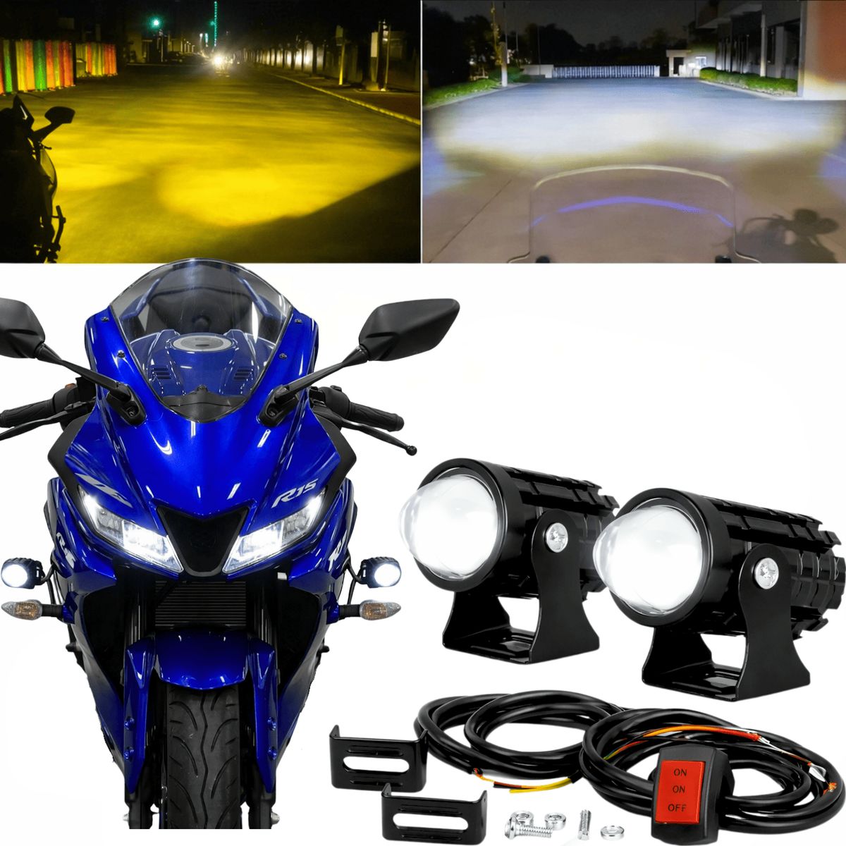 GENERICO - Exploradoras Led Moto Alta Potencia Antiniebla 16.000 Lm Kit