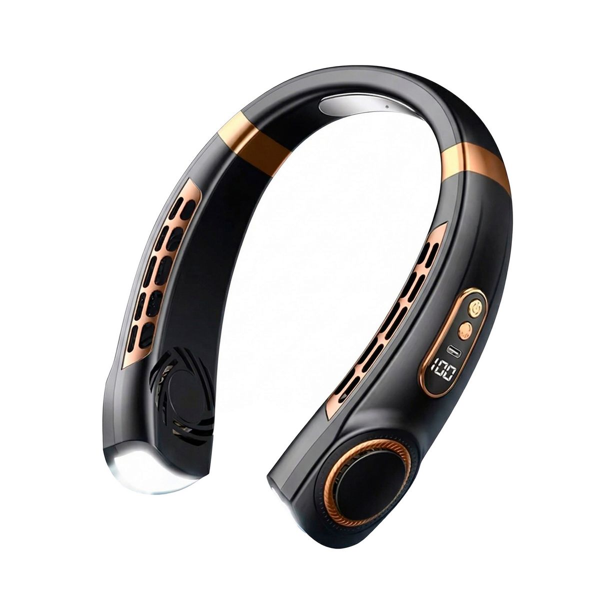 GENERICO - Ventilador De Cuello Portátil Recargable Pantalla Led Y Luz