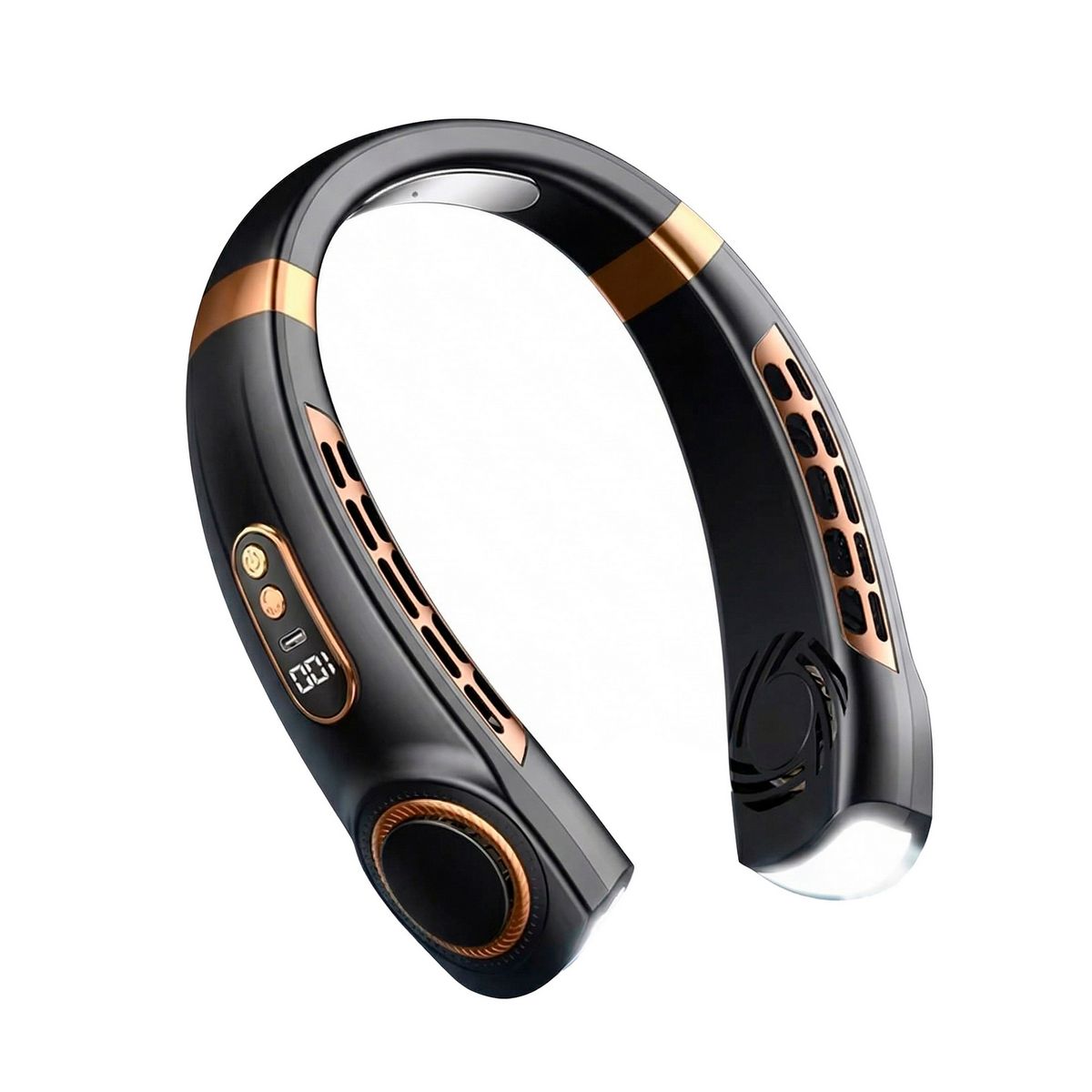 GENERICO - Ventilador De Cuello Portátil Recargable Pantalla Led Y Luz