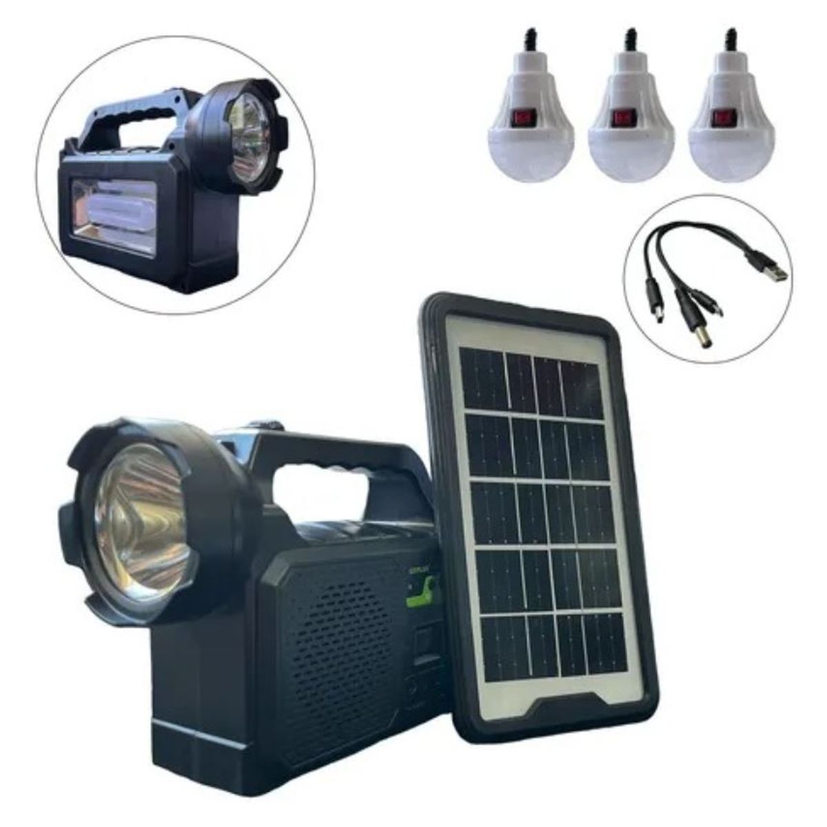 GENERICO - Linterna recargable con panel solar