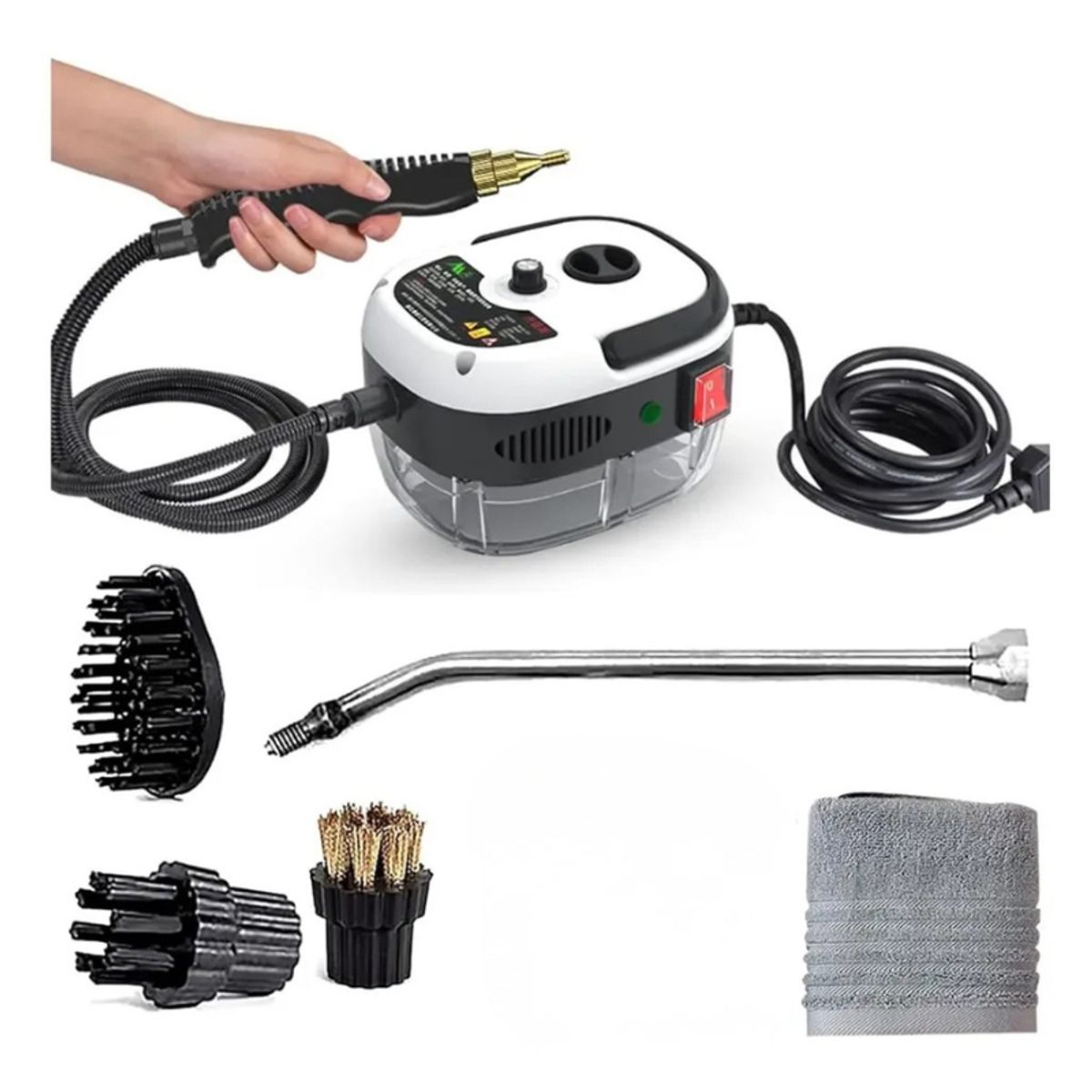 TOBI - Limpiador a Vapor Portátil Alta Presión 2500W con 3 Cepillos y Rasqueta