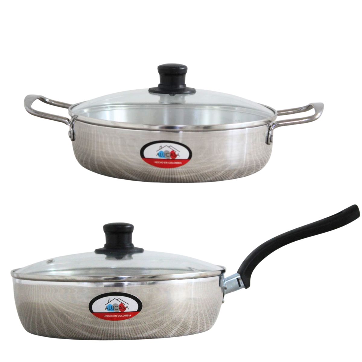 GENERICO - SARTEN 24 CM + CAZUELA 26CM CON TAPA DE VIDRIO