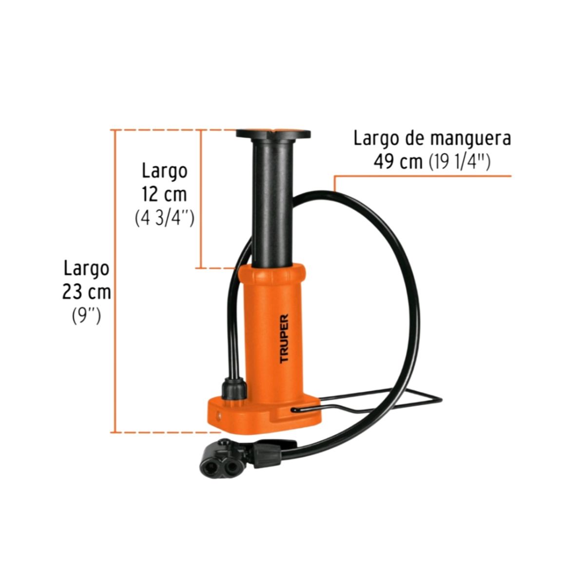 TRUPER - Bomba De Mano Para Inflar Llanta Pedal 60 Psi