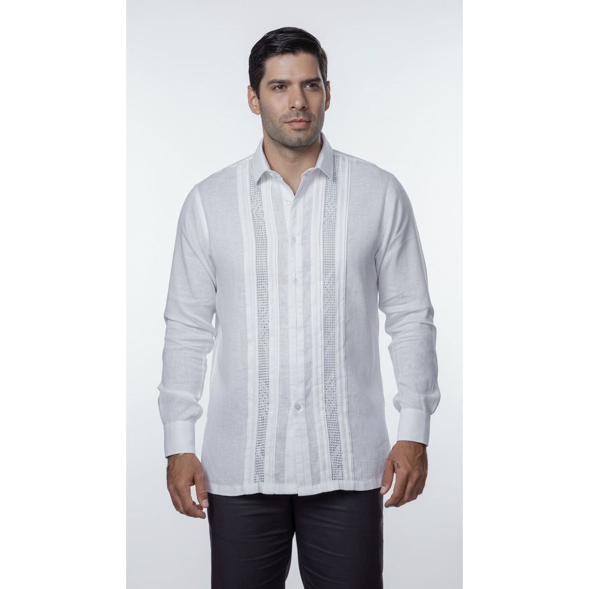 FRIXIO - Guayabera Frixio Hombre Blanca 100% Lino Bordado a Mano