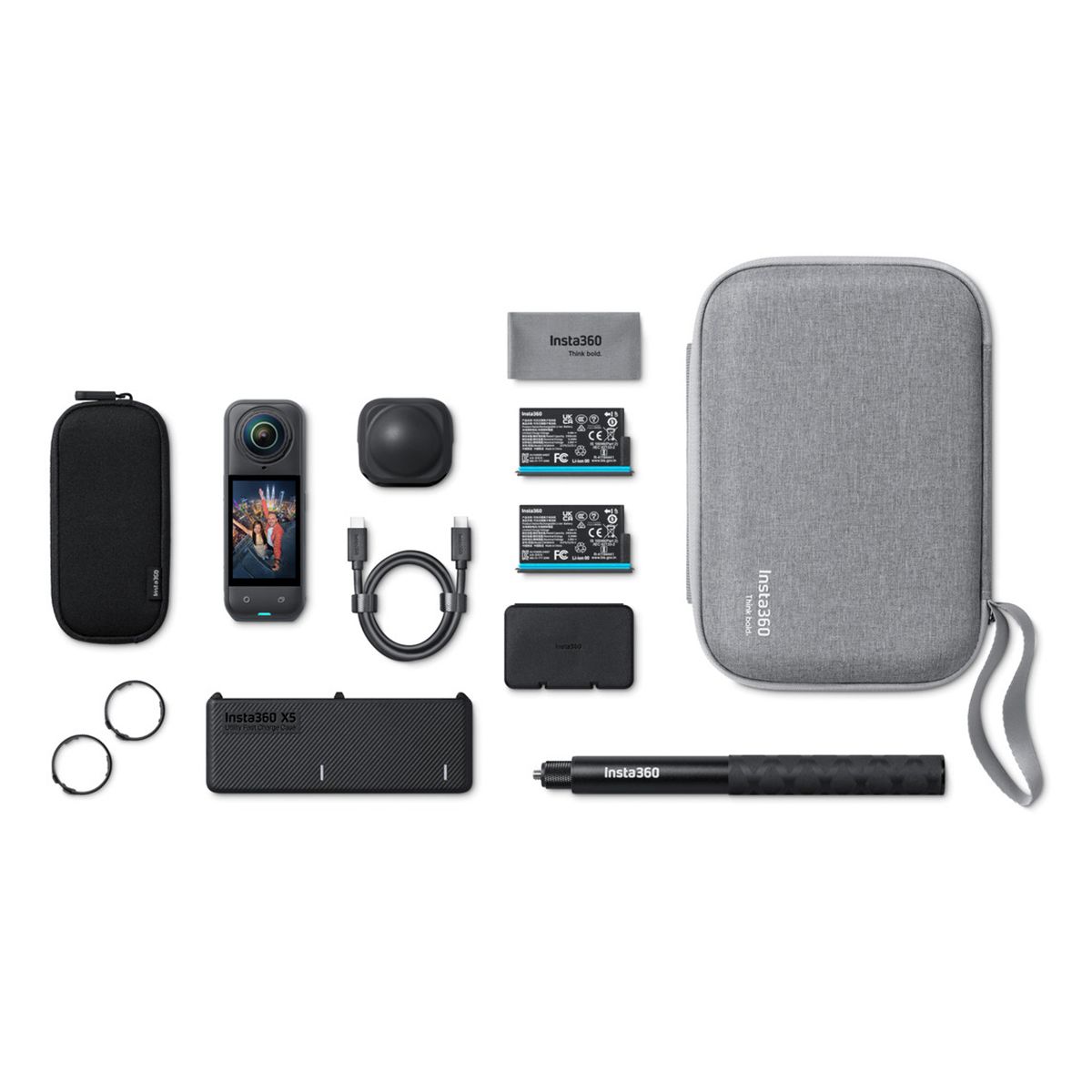 INSTA360 - Cámara Insta360 X5 Essentials Bundle - Video 360° en 8K, Estabilización FlowState y Kit de Accesorios