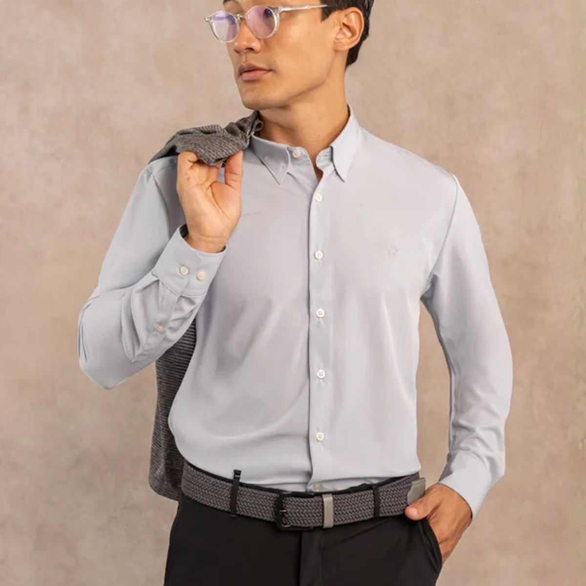 DANTE - Camisa Performance Antiarrugas Gris Stone