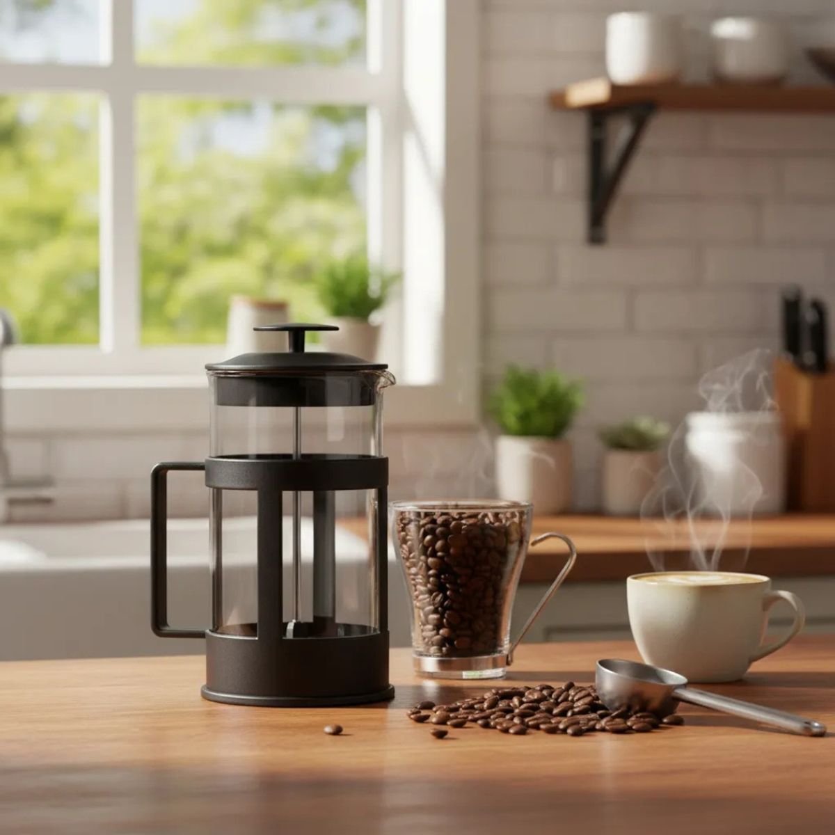 BUFFER FLASK - Cafetera Prensa 800ml Acero Inoxidable Con Vidrio Borosilicato Para Preparar Café o Té Fácilmente