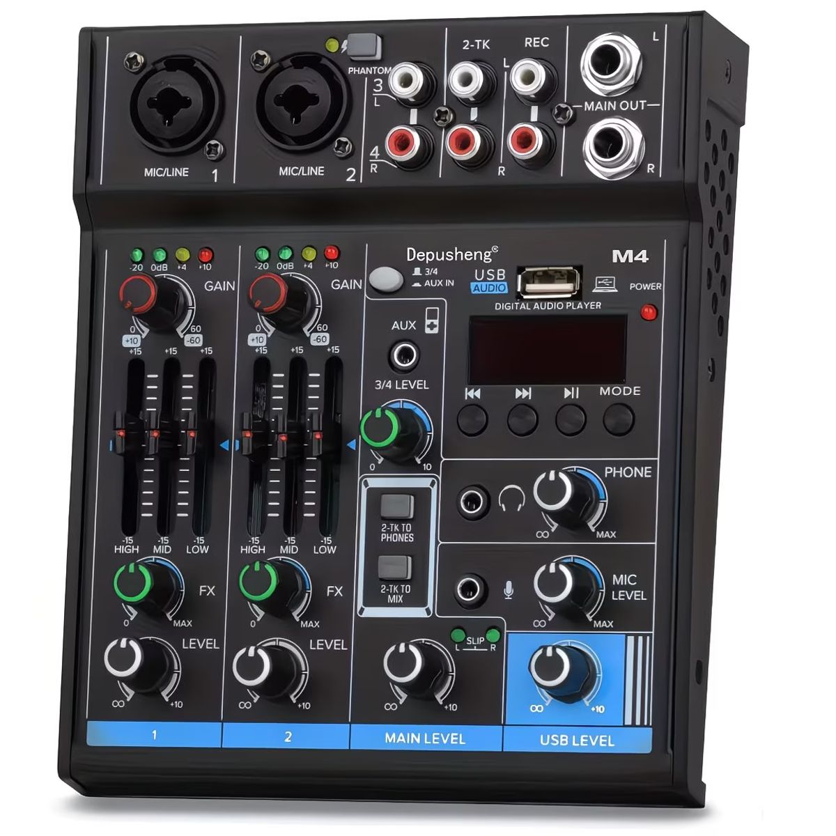 GENER - Consola mezcladora de audio profesional Depusheng M4 de 4 canales