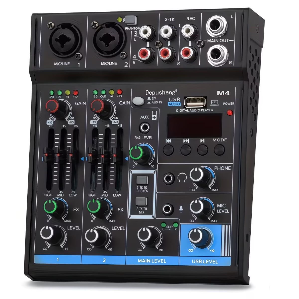 GENER - Consola mezcladora de audio profesional Depusheng M4 de 4 canales