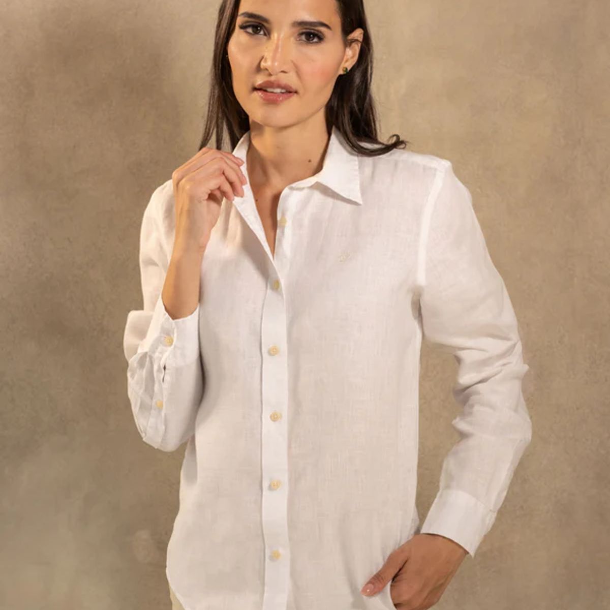 DANTE - Camisa Lino De Mujer Blanco