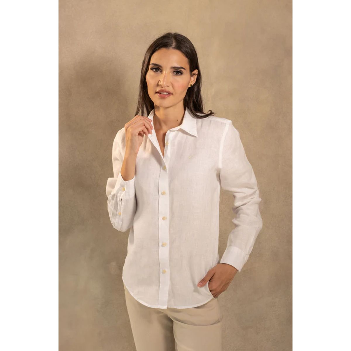 DANTE - Camisa Lino De Mujer Blanco
