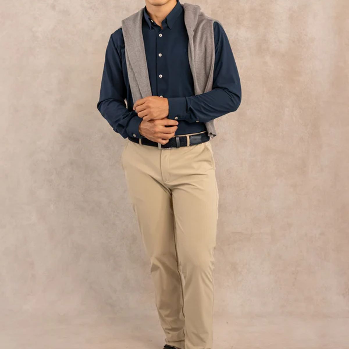 DANTE - Camisa Performance Antiarrugas Azul Oscuro