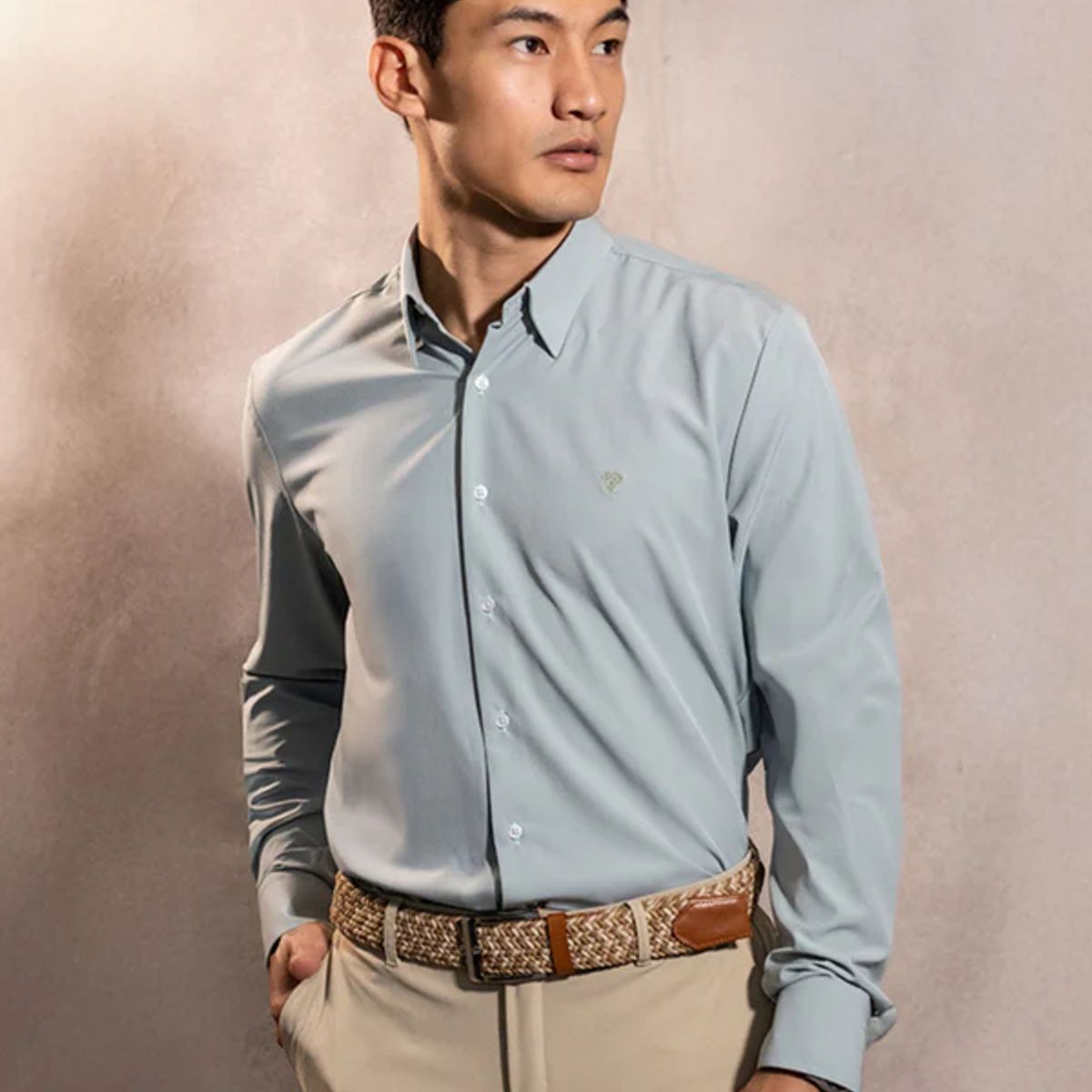 DANTE - Camisa Performance Antiarrugas Verde Sage