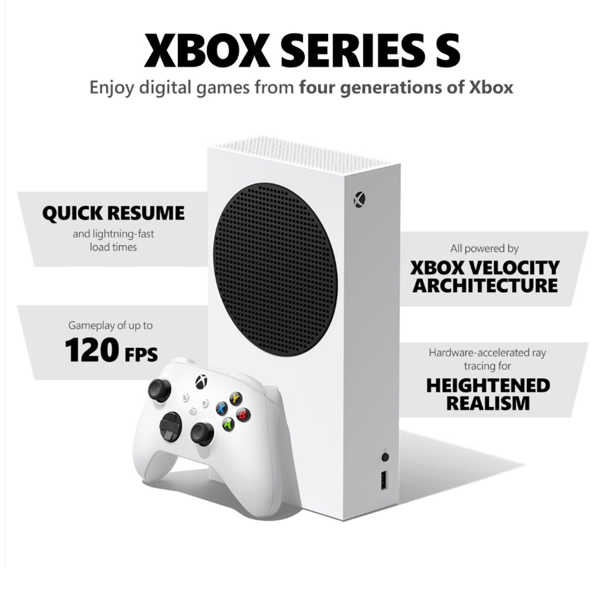 MICROSOFT - Consola Xbox Series S 512GB SSD + Game Pass Ultimate, Robot White, 120 FPS - Xbox