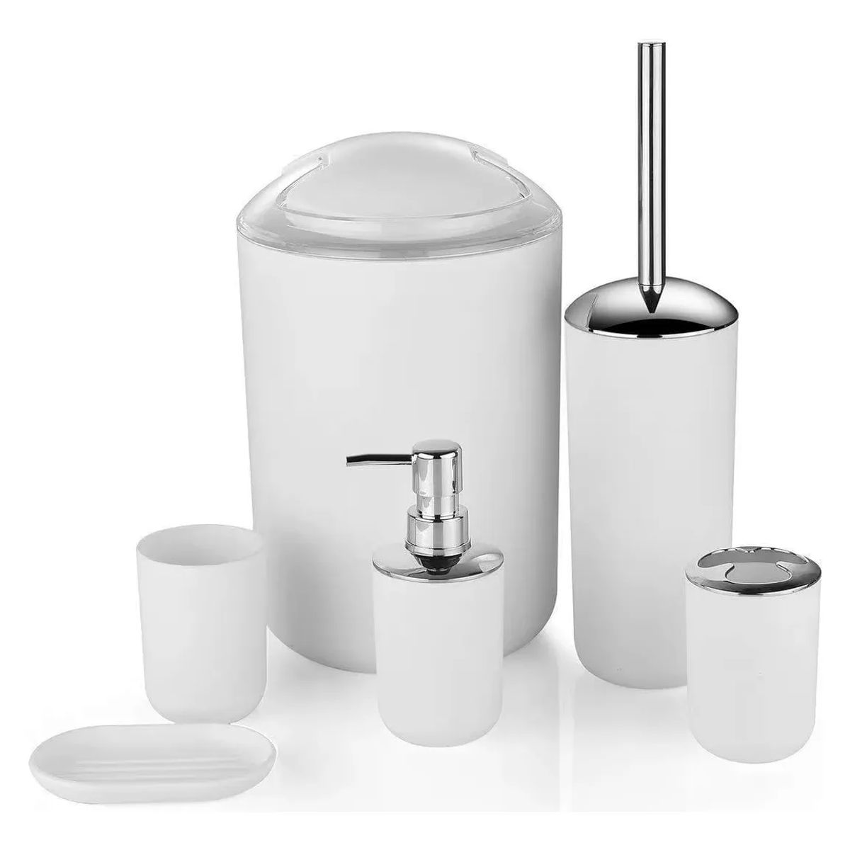 GENERICO - Set De Baño 6 Piezas Lujo Moderno Mate - Kit Completo Con Caneca Y Escobilla - Diseño Premium