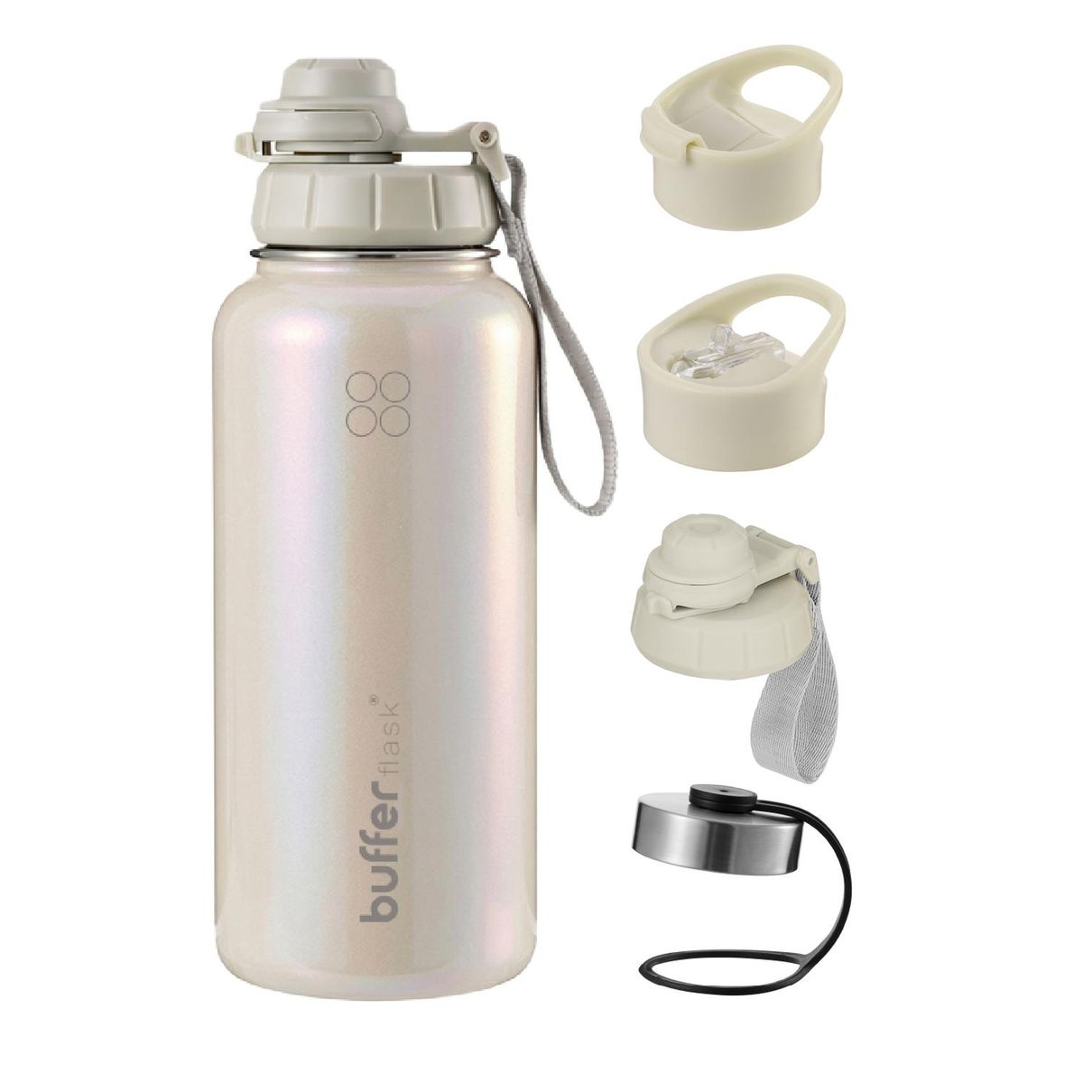 BUFFER FLASK - Termo Botella Agua Termica Inox Buffer + Tapas - Beige