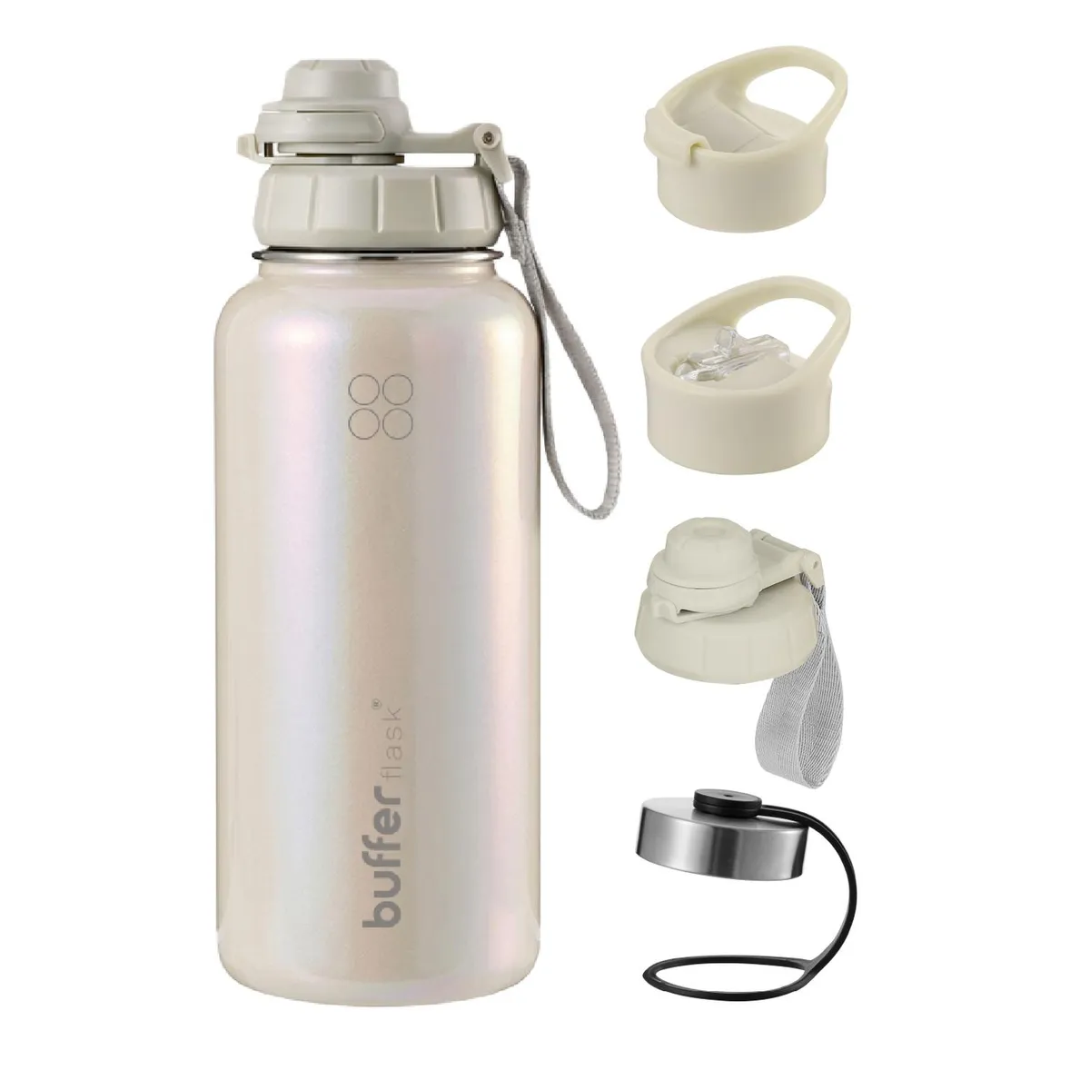 BUFFER FLASK - Termo Botella Agua Termica Inox Buffer + Tapas - Beige