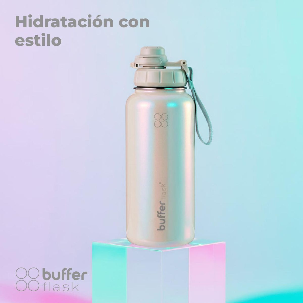 BUFFER FLASK - Termo Botella Agua Termica Inox Buffer + Tapas - Beige