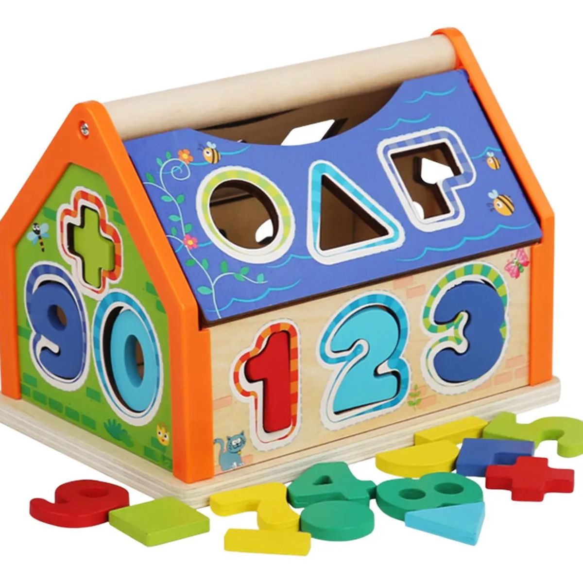 JUGANDO Y EDUCANDO - Casa Didáctica Montessori En Madera Con Números Y Formas