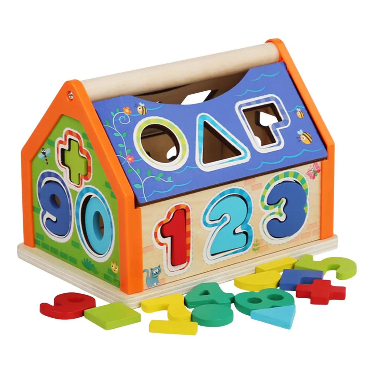 JUGANDO Y EDUCANDO - Casa Didáctica Montessori En Madera Con Números Y Formas