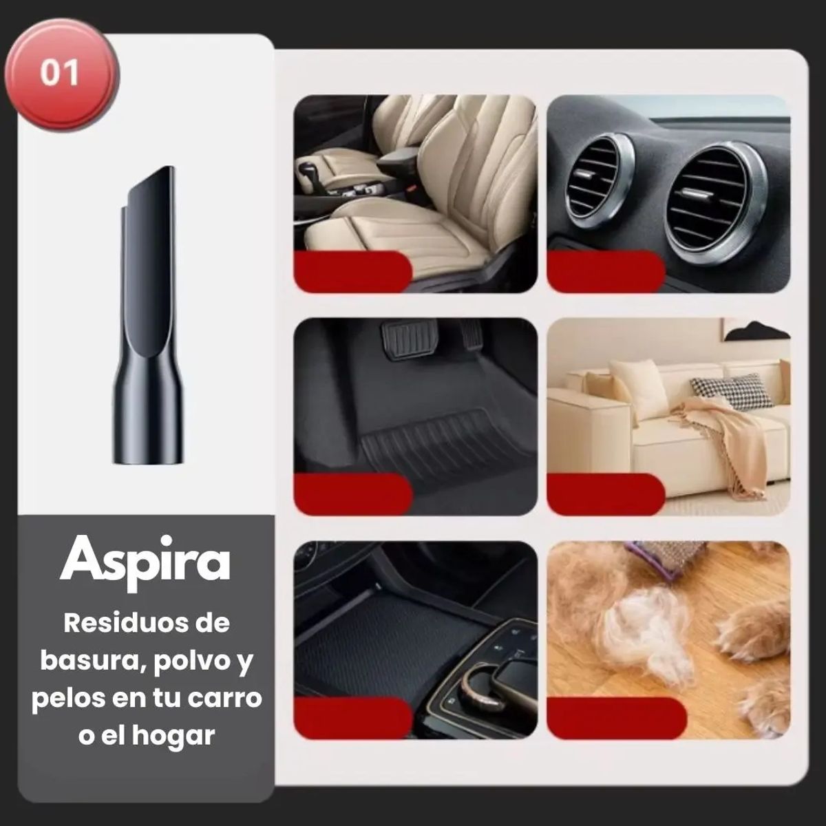 GENERICO - Aspiradora De Mano Portátil Hogar Carro Inalambrica Recargable Multifuncional