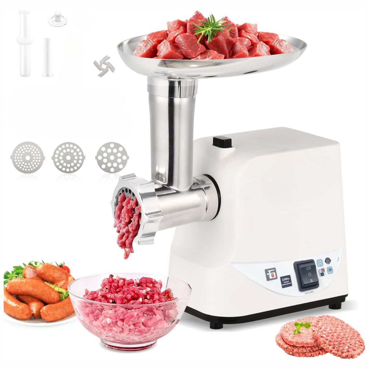 GENERICO - Molino Eléctrico Para Maíz Carne 2500w 6 En 1 Con Embutidor