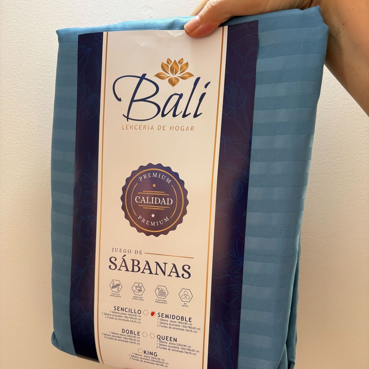 BALI - Sabanas Cama Doble Azul Indigo Calidad Premium