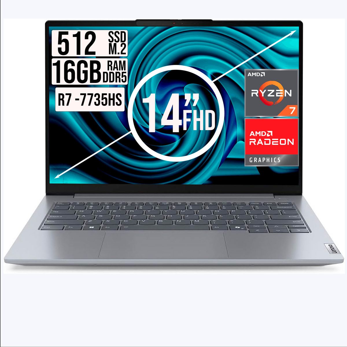 LENOVO - Portatil Lenovo ThinkBook 14 Amd Ryzen 7 7735HS SSD 512GB RAM 16GB 14" Fhd