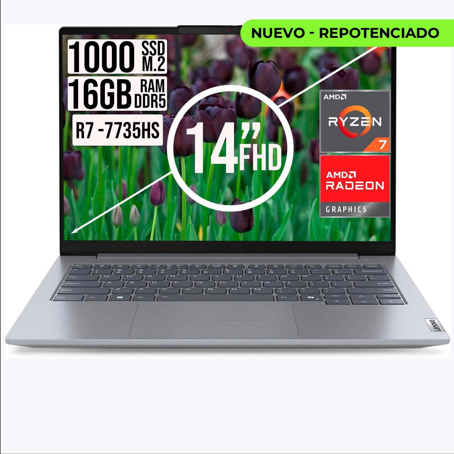 Portatil Lenovo ThinkBook 14 Amd Ryzen 7 7735HS SSD 1TB RAM 16GB 
