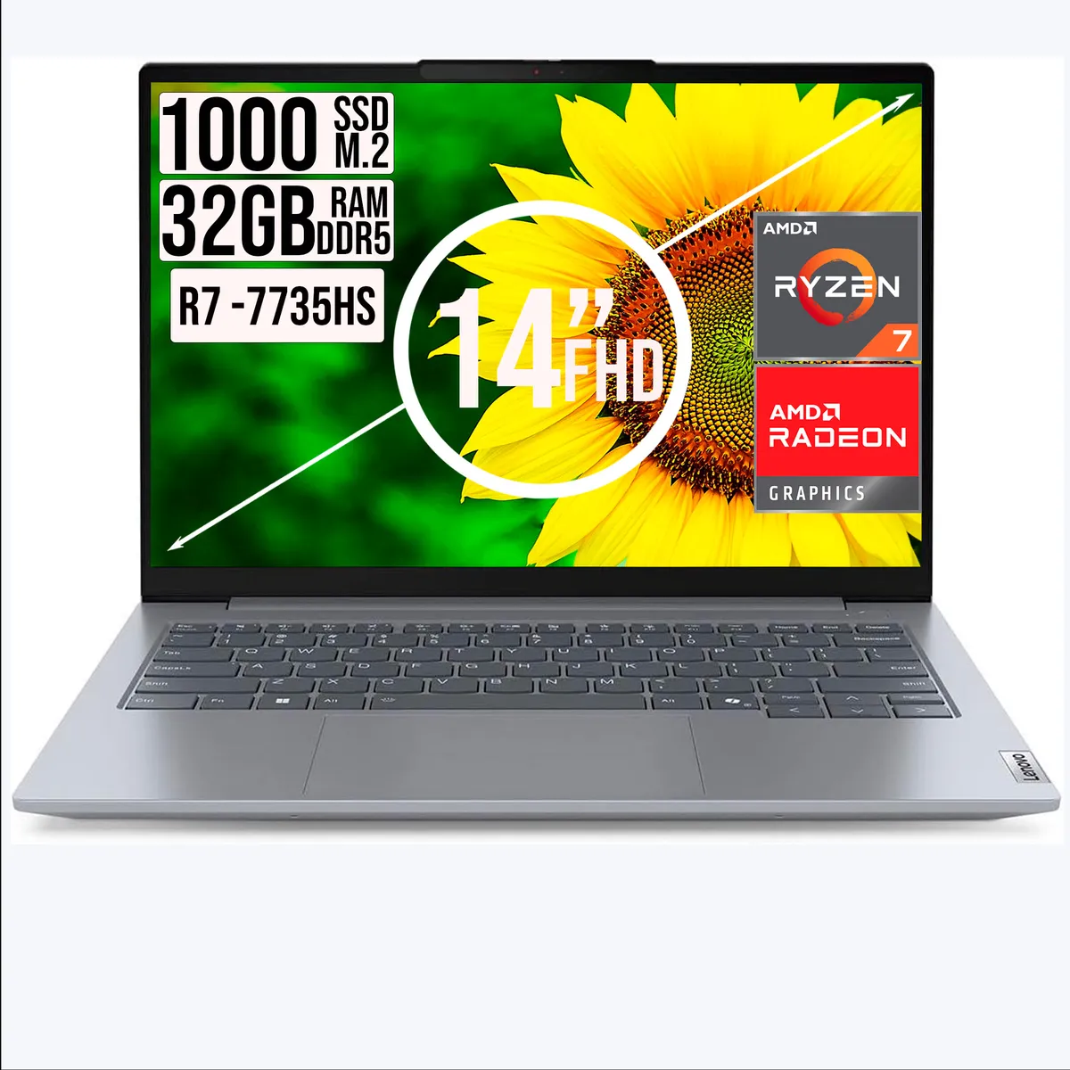 LENOVO - Portatil Lenovo ThinkBook 14 Amd Ryzen 7 7735HS SSD 1TB RAM 32GB 14" Fhd